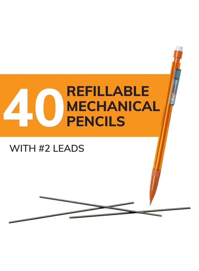 بيك أقلام رصاص ميكانيكية بيك إكسترا سموث مع ممحاة، إصدار برايت، رأس متوسط (0.7 مم)، تكتب بسلاسة وداكنة، لا تلطخ، تُمسح بسهولة، مجموعة هدايا من 40 قلمًا بألوان متنوعة - Image 2
