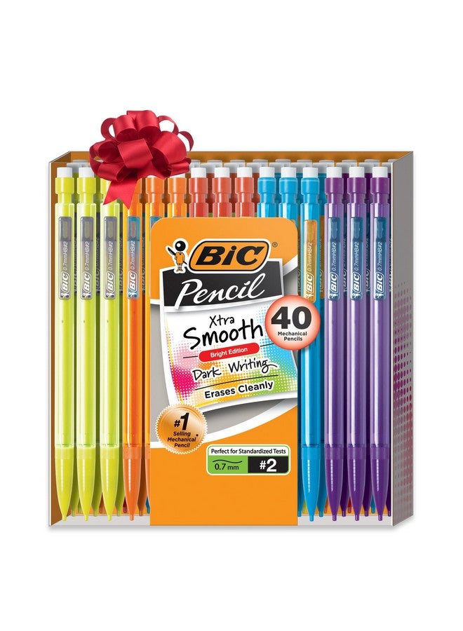 بيك أقلام رصاص ميكانيكية بيك إكسترا سموث مع ممحاة، إصدار برايت، رأس متوسط (0.7 مم)، تكتب بسلاسة وداكنة، لا تلطخ، تُمسح بسهولة، مجموعة هدايا من 40 قلمًا بألوان متنوعة - Image 1