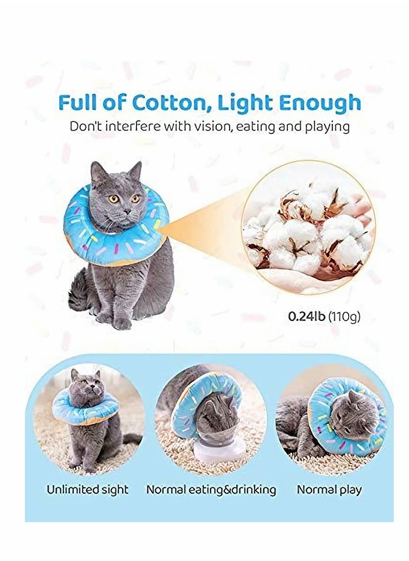 SYOSI - Adjustable Donut Cat Recovery Collar Soft Cone for and Small Dogs Wound Healing Protective Elizabethan After Surgery (BLUE) - Image 1