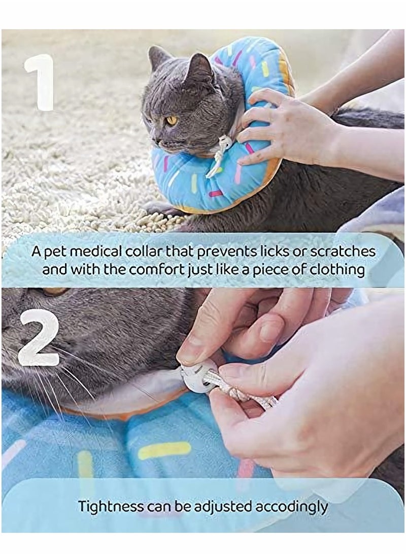SYOSI - Adjustable Donut Cat Recovery Collar Soft Cone for and Small Dogs Wound Healing Protective Elizabethan After Surgery (BLUE) - Image 1