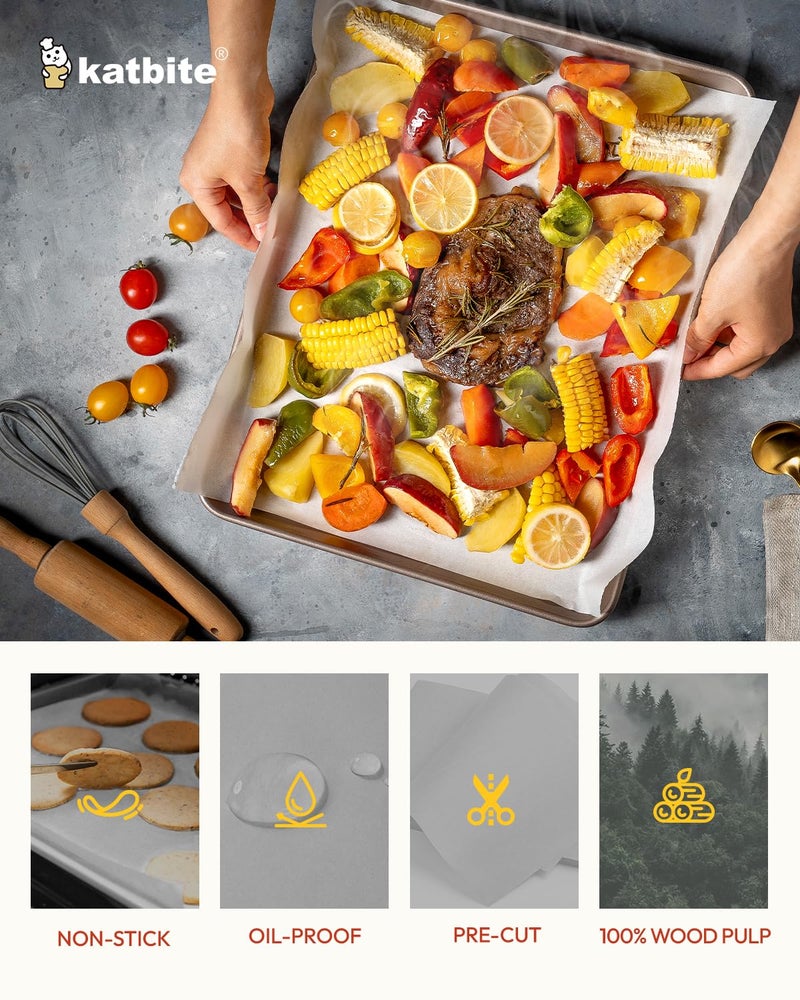 Katbite 350Pcs 9x13 In Parchment Paper Sheets, Heavy Duty White Baking Paper, Non-stick & Oil Proof for Oven, Air Fryer, Grilling, Steaming and Cooking Bread [Extra Strong Series] - Image 4