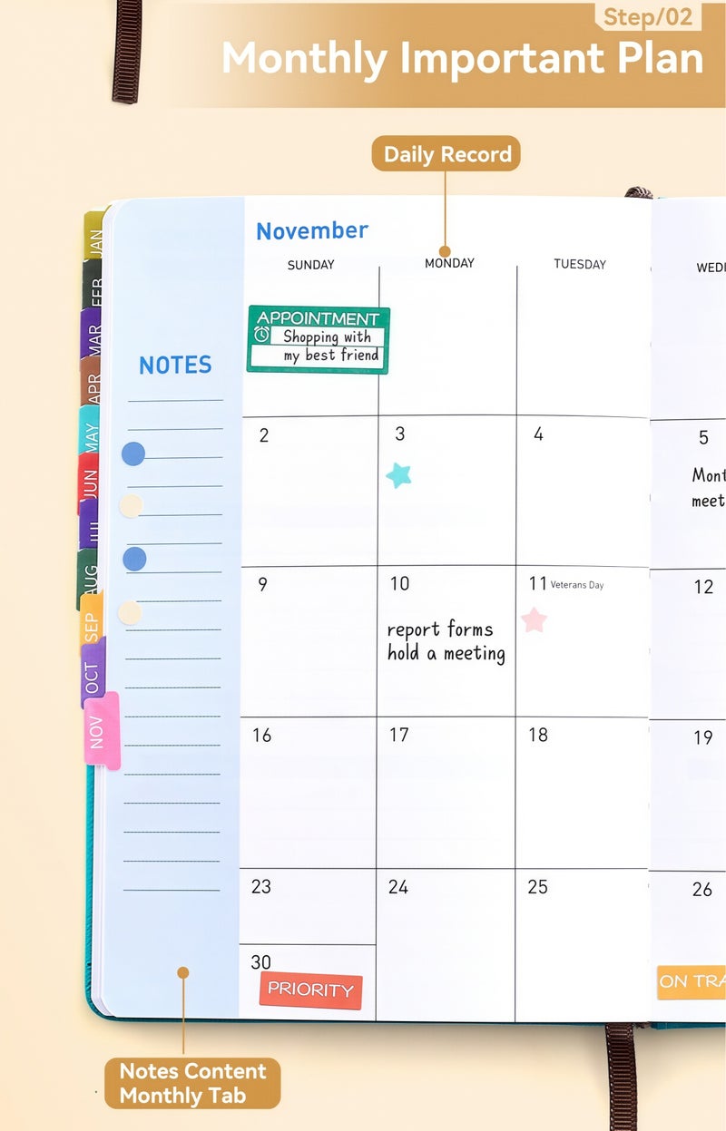 18 Month Weekly & Monthly Planner (Jan 2026-Jun 2027),Day Planner 2026-2027, A5 Academic Agenda with Index Tabs & Inner Pocket, Hardcover Notebook Diary for School & Office Travel & Business,Premium Gift Stationery - Green - Image 4