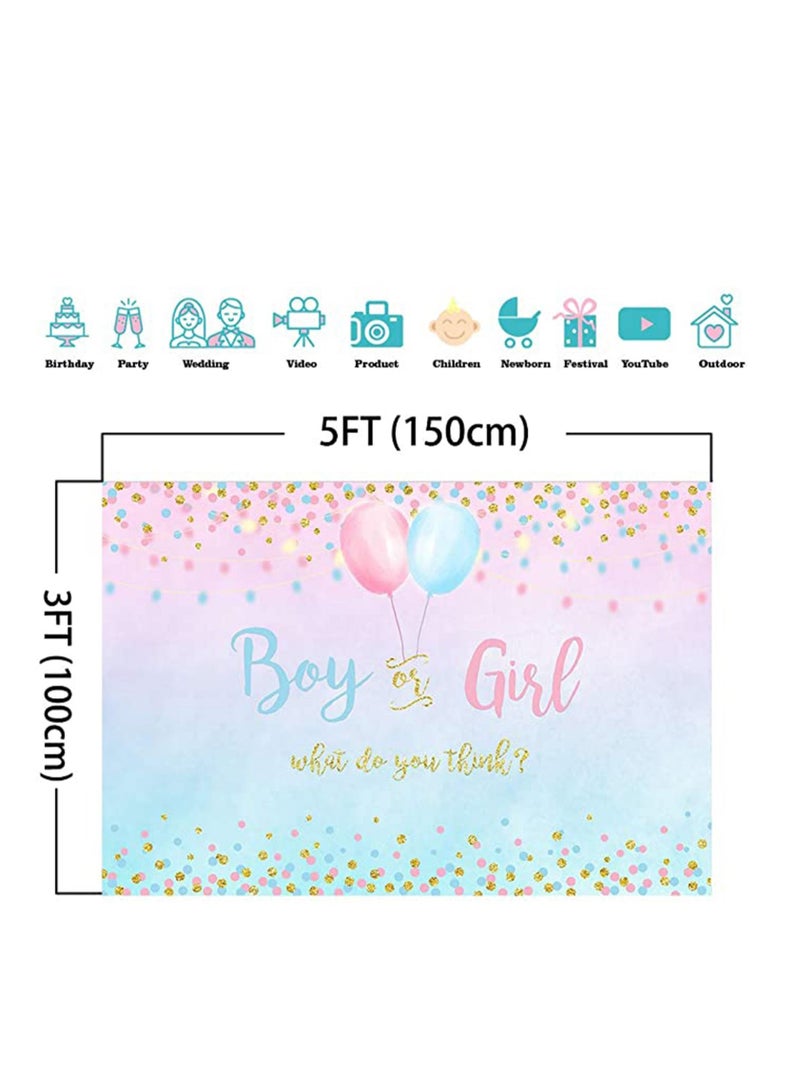 KASTWAVE Boy or Girl Gender Reveal Decoration Blue or Pink Dots Balloon Party Backdrop Fashion Design Durable Decoration 5x3ft - Image 2