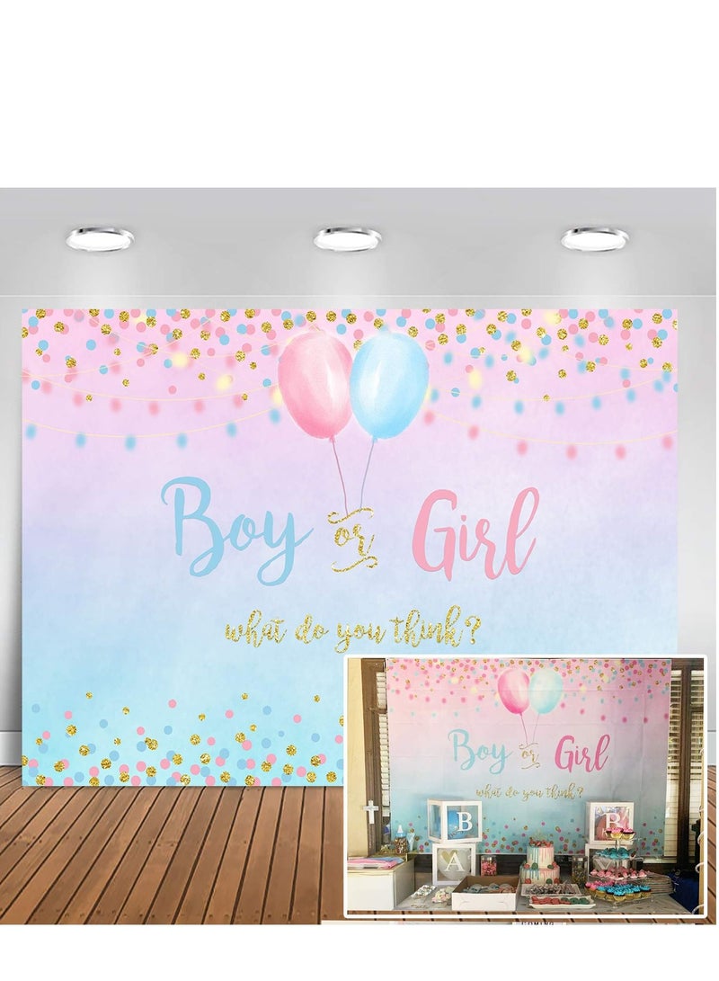 KASTWAVE Boy or Girl Gender Reveal Decoration Blue or Pink Dots Balloon Party Backdrop Fashion Design Durable Decoration 5x3ft - Image 1