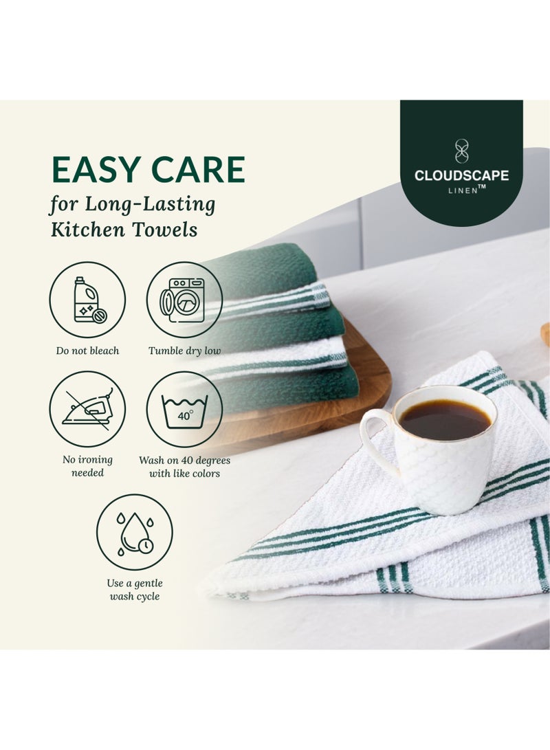 Cloud Scape Linen 12-Piece Kitchen Essentials Set – Includes Absorbent Dishcloths & Kitchen Towels, Non-Slip Silicone Grip, Olive Green - Image 5