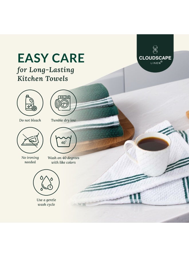 كلاود سكيب لينين 12-Piece Kitchen Essentials Set – Includes Absorbent Dishcloths & Kitchen Towels, Non-Slip Silicone Grip, Olive - Image 5