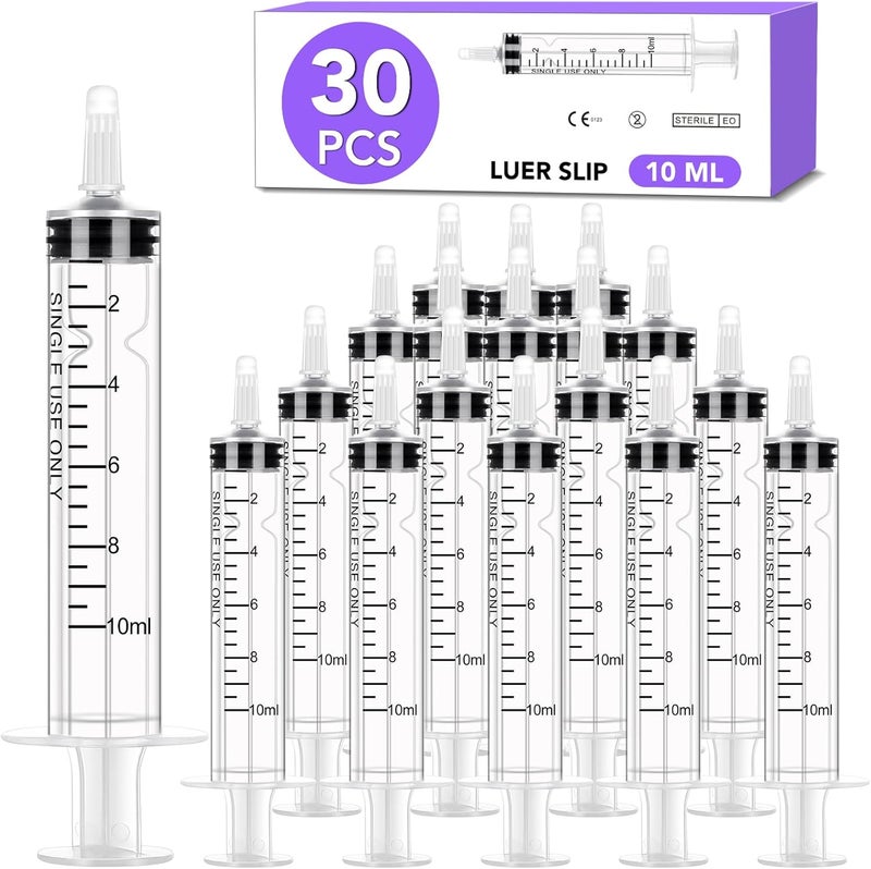 TENKAIWICK 30 PCS 10ml Oral Syringe With Cap,Plastic Syringe without Needle for Medicine Dropper, Feeding Pets, Liquid Measuring, Handicrafts，Individually Sealed, Luer Slip Advanced compact design - Image 1