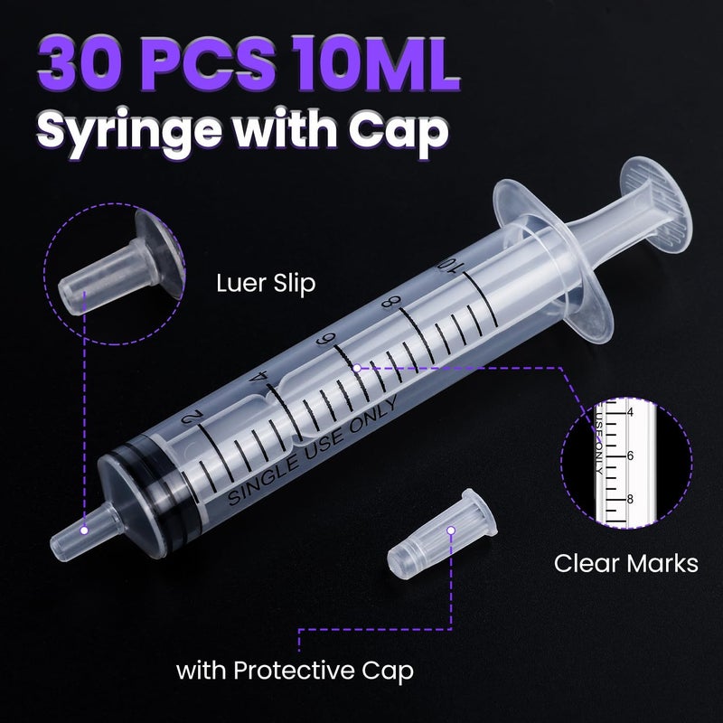TENKAIWICK 30 PCS 10ml Oral Syringe With Cap,Plastic Syringe without Needle for Medicine Dropper, Feeding Pets, Liquid Measuring, Handicrafts，Individually Sealed, Luer Slip Advanced compact design - Image 3