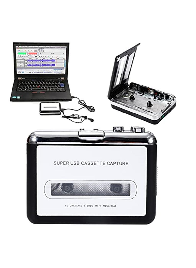 USB Cassette Capture Radio Player Portable USB Cassette Tape to MP3 Converter Capture Audio Music Player Tape Cassette Recorder - Image 3