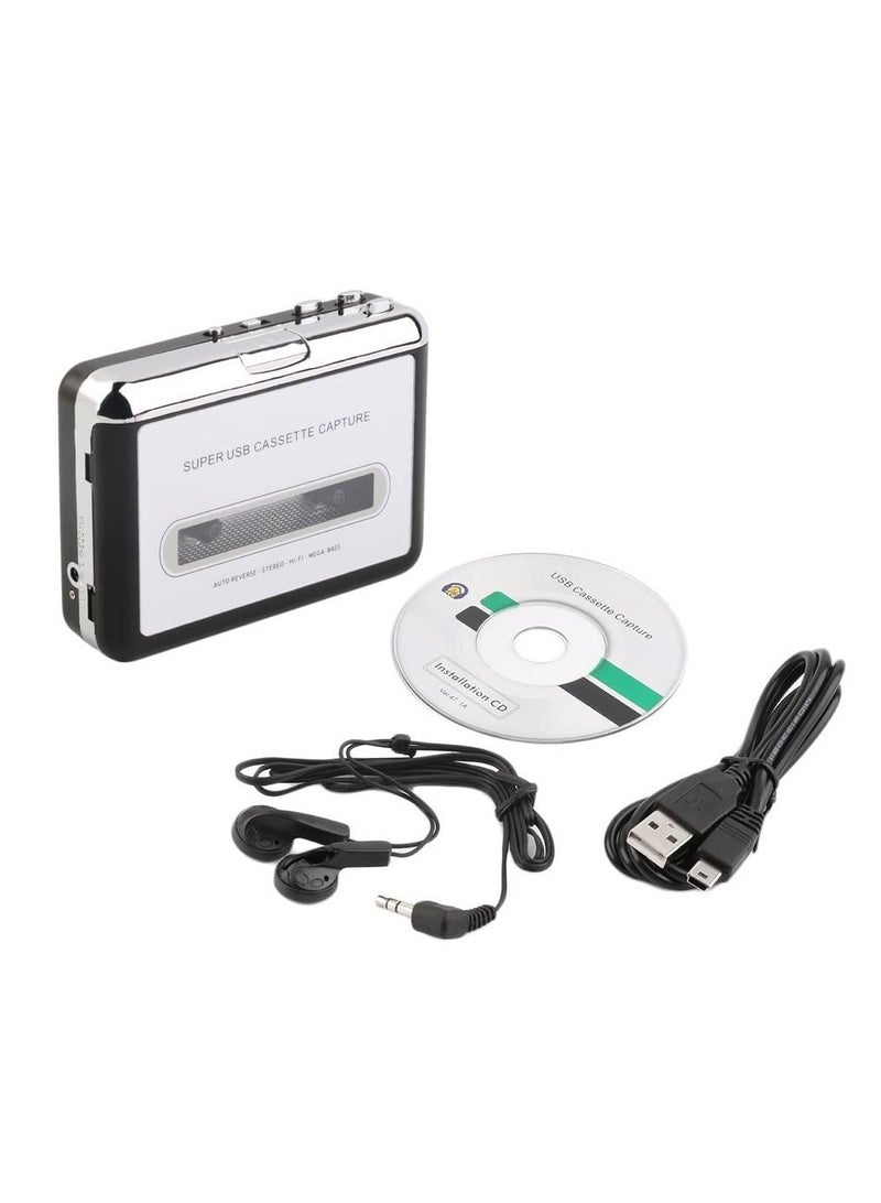 USB Cassette Capture Radio Player Portable USB Cassette Tape to MP3 Converter Capture Audio Music Player Tape Cassette Recorder - Image 1