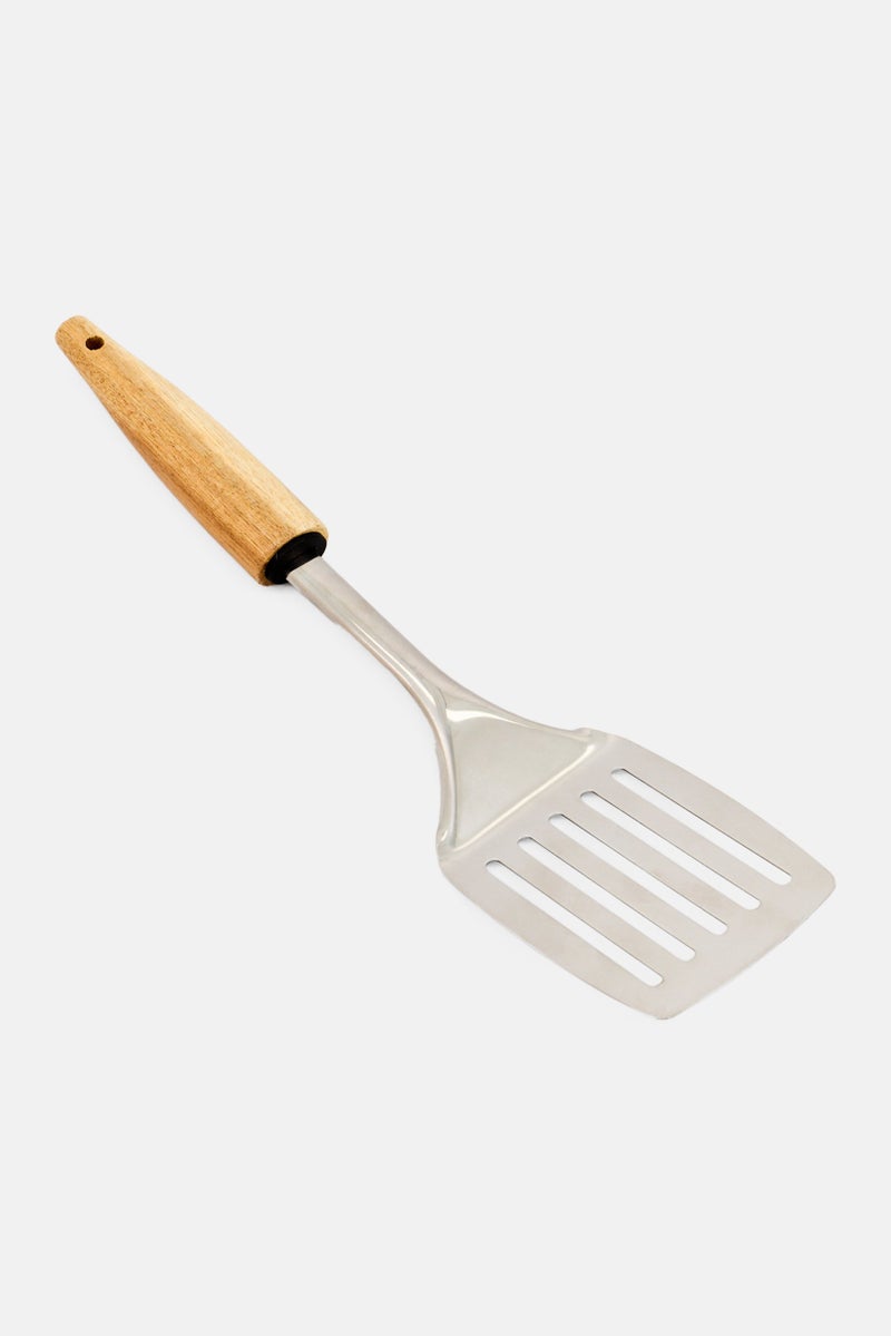Cuisine Art Stainless Steel Slotted Turner with Acacia Wood Handle, Silver - Image 3