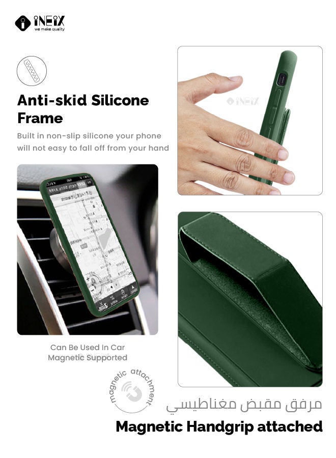 INEIX 3 in 1 Magnetic Hand Grip Holder Case For Samsung Galaxy S21 FE Green - Image 4