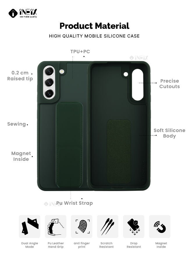 INEIX 3 in 1 Magnetic Hand Grip Holder Case For Samsung Galaxy S21 FE Green - Image 2