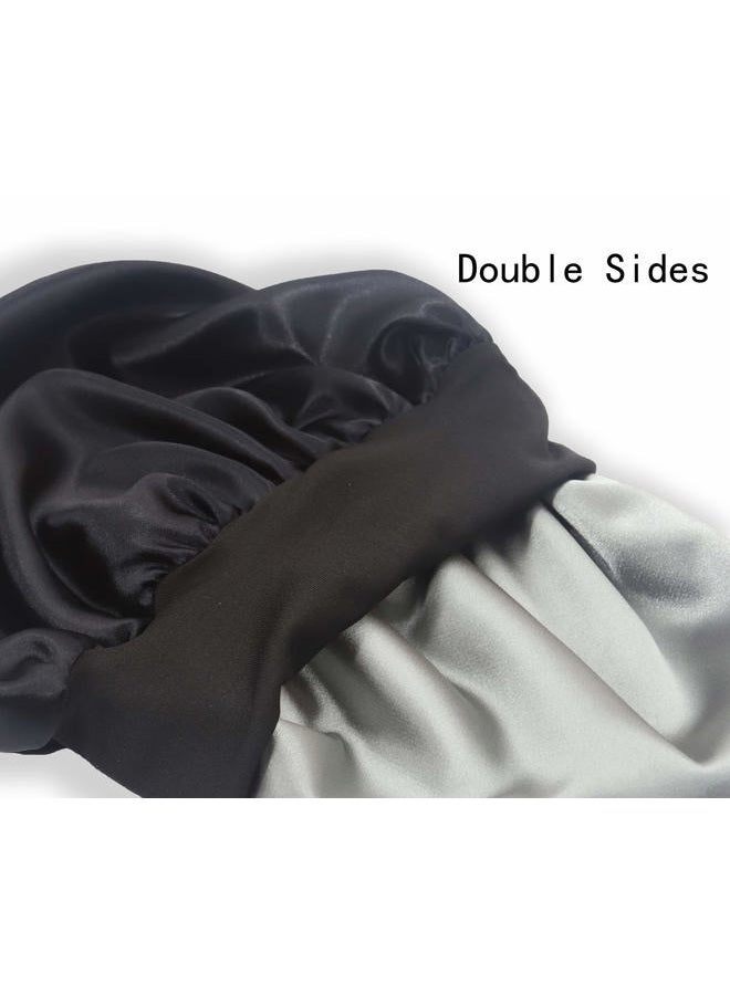 SENGTERM Kids Satin Bonnet Double Layer Wide Elastic Band Sleep Cap Hair Bonnet Silky Night Cap for Girls Toddler Child - Image 4