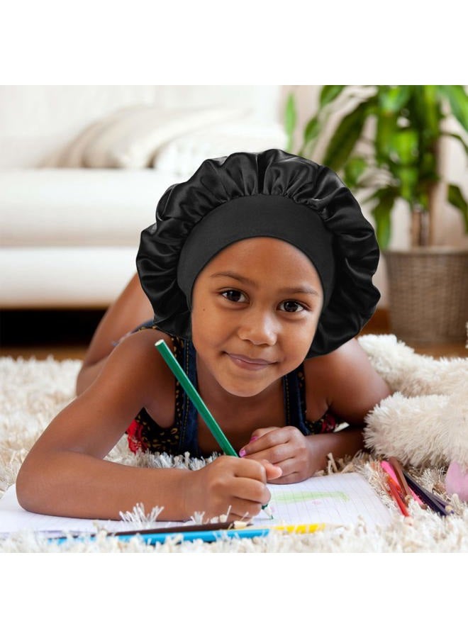 SENGTERM Kids Satin Bonnet Double Layer Wide Elastic Band Sleep Cap Hair Bonnet Silky Night Cap for Girls Toddler Child - Image 5