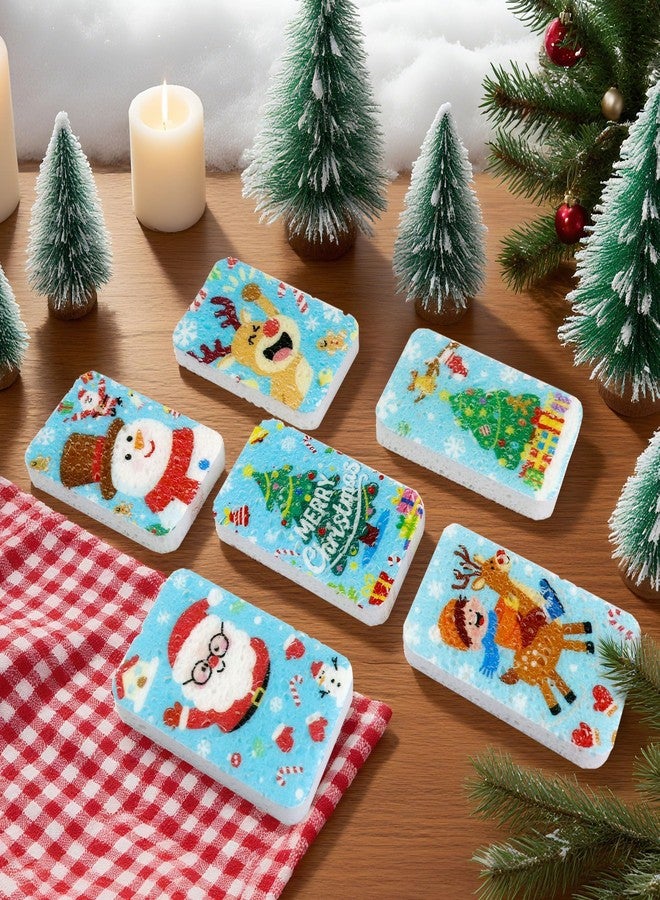 Lilac Christmas Theme Kitchen Sponge (12Pack) - Wood Pulp & Coconut Scrubber Sponges, High-Absorption Dishwashing Sponge with Festive Designs, Strong Cleaning for Dishes, Household Cleaning - Image 2