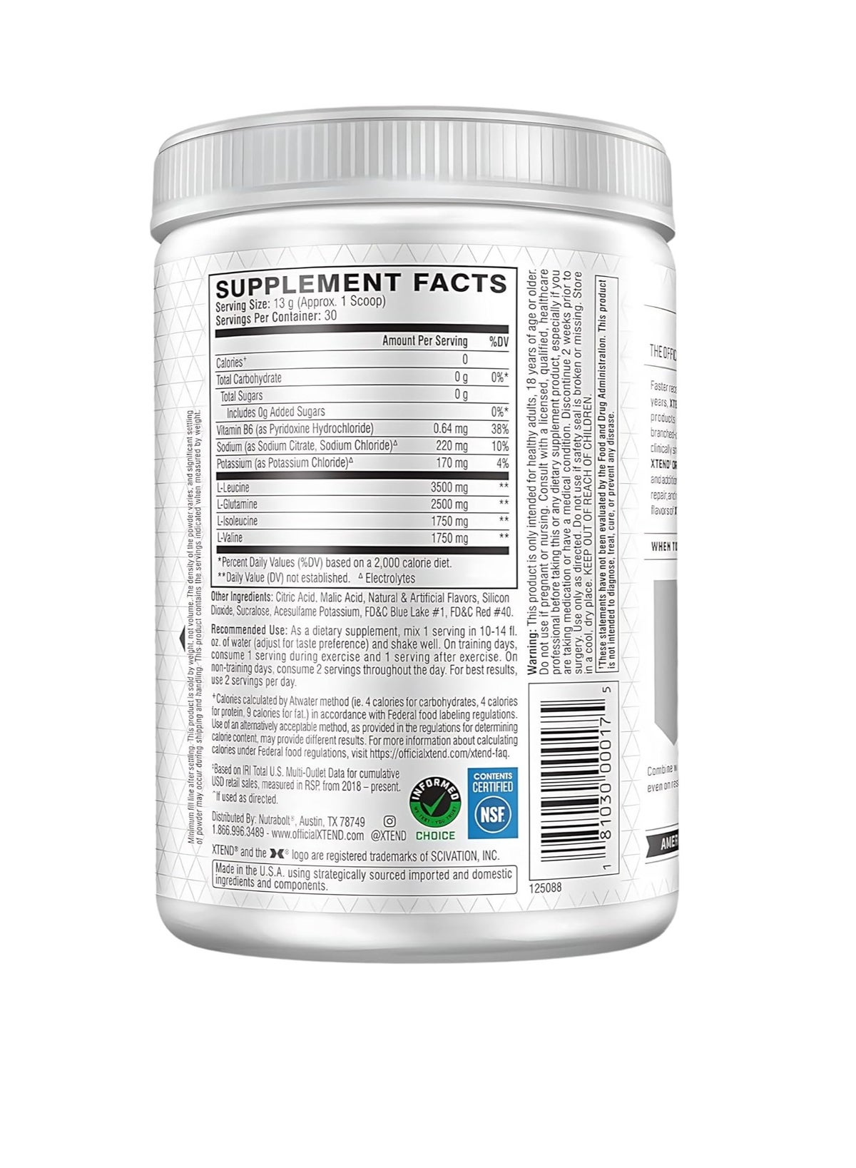 Xtend Glacial Grape Original BCAA Powder 30 Serving
