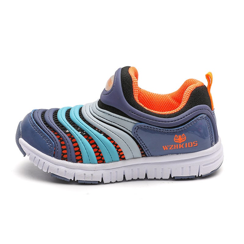 Caterpillar Childrens Shoes Boys Mesh Shoes Summer New Girls Baby Shoes Hollow Mesh Breathable Trendy Childrens Sneakers Black gray blue (single net) 
