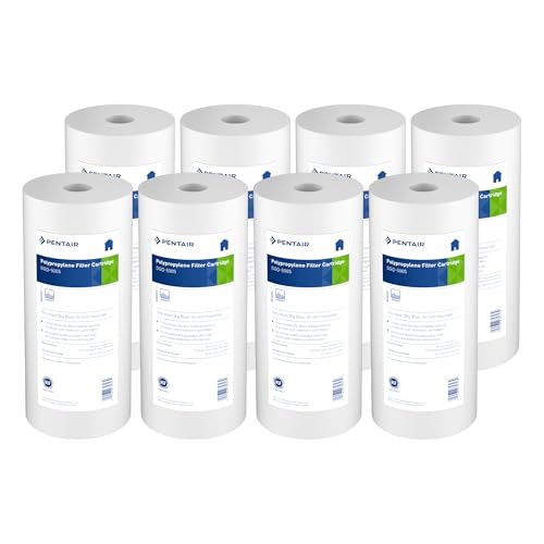 Pentek Pentair Pentek DGD-5005 Big Blue Water Filter, 10-Inch Whole House Sediment Filter Cartridge Replacement, Dual-Gradient Density Spun Polypropylene, 10" x 4.5", 5 Micron, Pack of 8 - Image 1