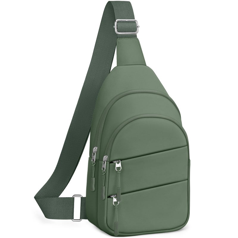 Tuwubi Crossbody Bags for Women, Sling Bag for Men, Small Hiking Backpack Anti Theft Lightweight for Outdoors Travel ï¼ˆM, Sage Greenï¼‰ - Image 1