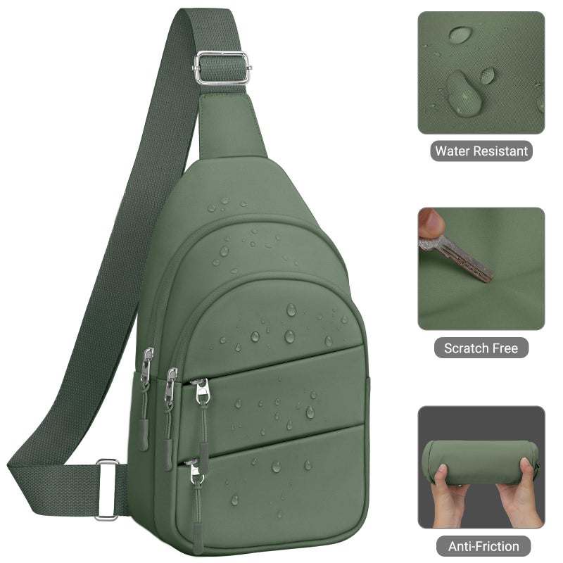 Tuwubi Crossbody Bags for Women, Sling Bag for Men, Small Hiking Backpack Anti Theft Lightweight for Outdoors Travel ï¼ˆM, Sage Greenï¼‰ - Image 5