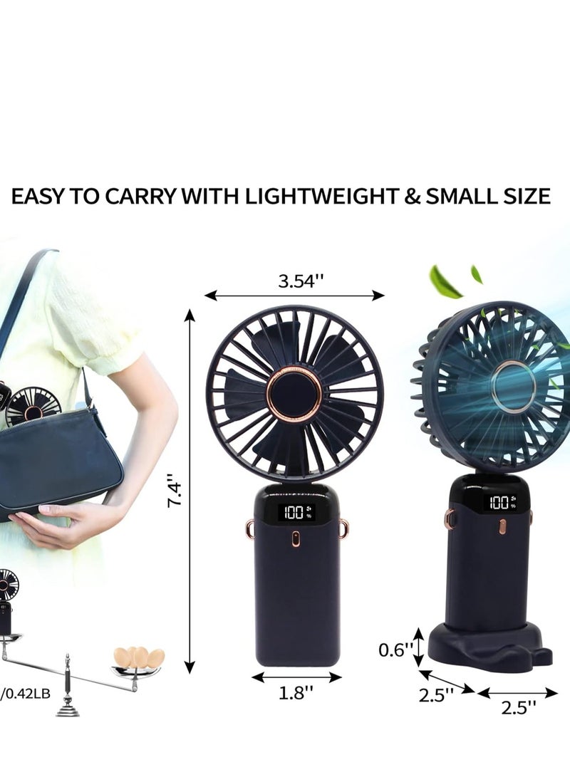 Handheld Portable Fan, Quiet Small Window Fan, 5000mAh USB Rechargeable Personal Fan, Battery Operated Small Fan with 5 Speeds for Home Travel Commute Makeup Office（Purple） - Image 4