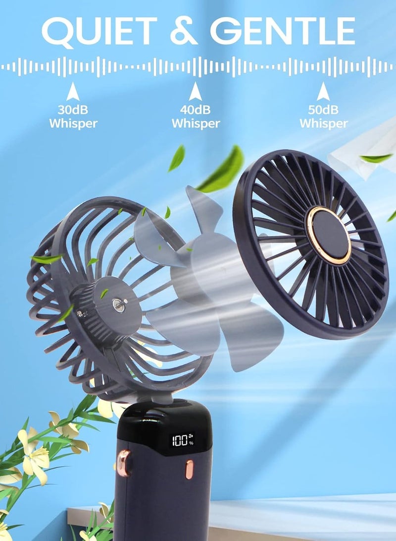 Handheld Portable Fan, Quiet Small Window Fan, 5000mAh USB Rechargeable Personal Fan, Battery Operated Small Fan with 5 Speeds for Home Travel Commute Makeup Office（Purple） - Image 5