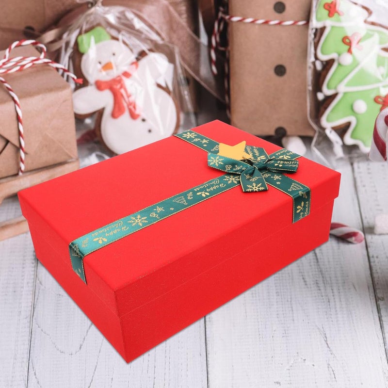 IWOWHERO Boxes 3pcs Red Paper Candy Treat Boxes with Green Ribbon Decorative Wrapping for Holiday Party Favors and Packaging - Image 4