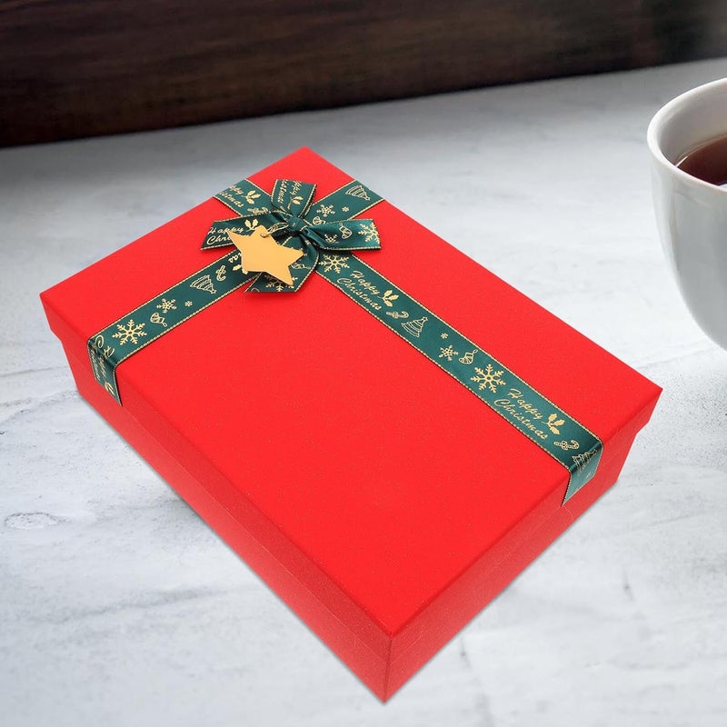 IWOWHERO Boxes 3pcs Red Paper Candy Treat Boxes with Green Ribbon Decorative Wrapping for Holiday Party Favors and Packaging - Image 5