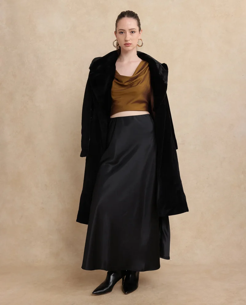 Rareism Women's Straight Fit Ankle Length Plain Skirt