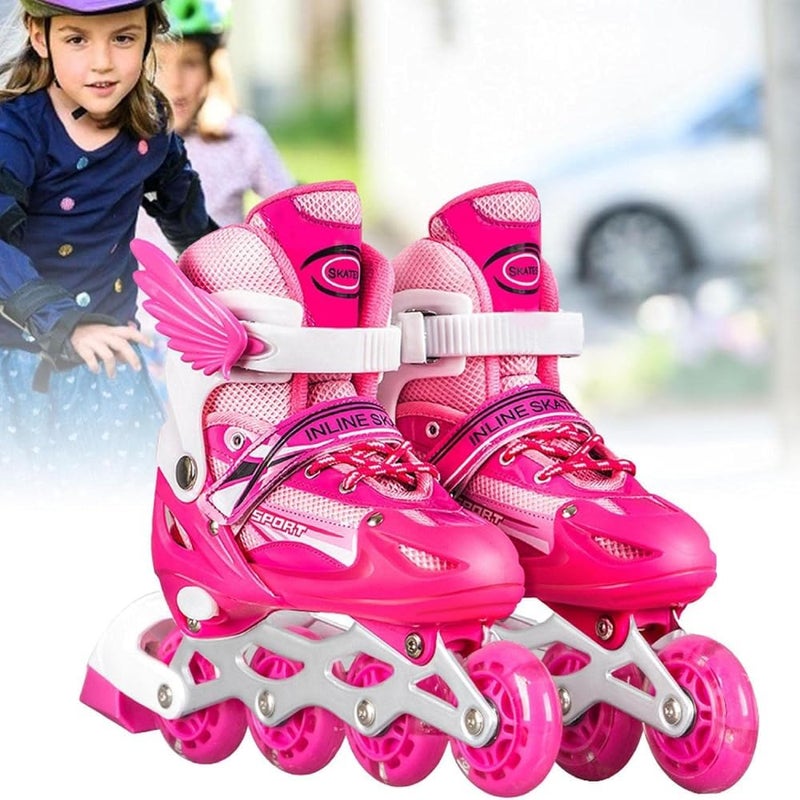 UKR Pink Rollerblades for Girls with Rainbow LED Wheels and Adjustable Size - Image 2