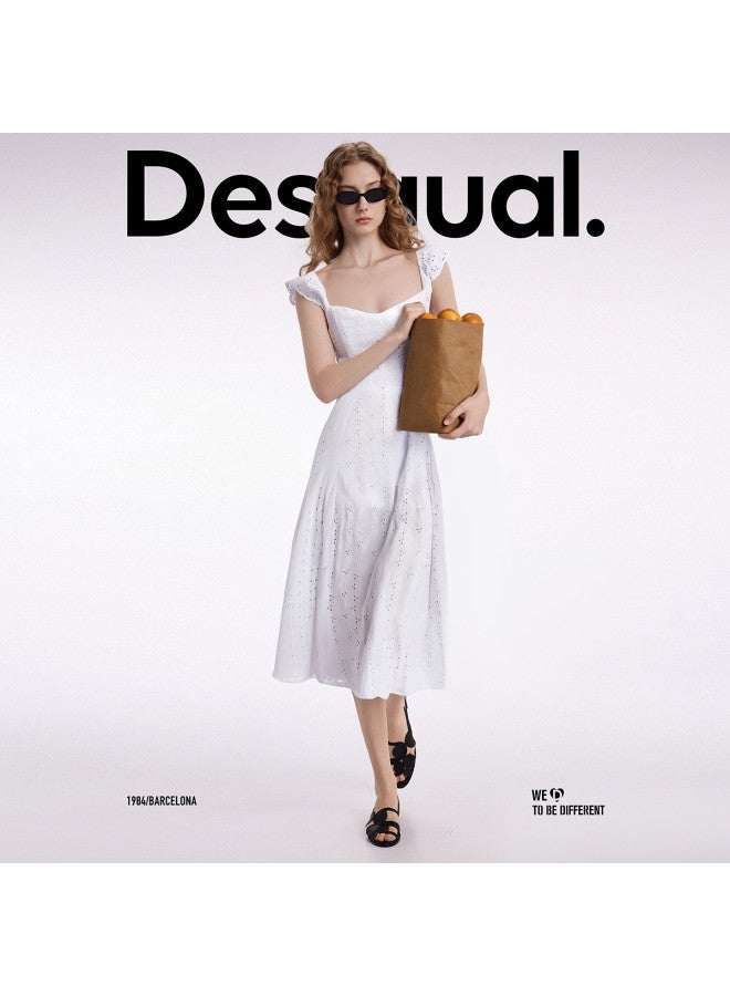 DESIGUAL فستان بطول 25 خريف-شتاء مجموعة جديدة مزين بتطريز وفتحات في الحافة - Image 5