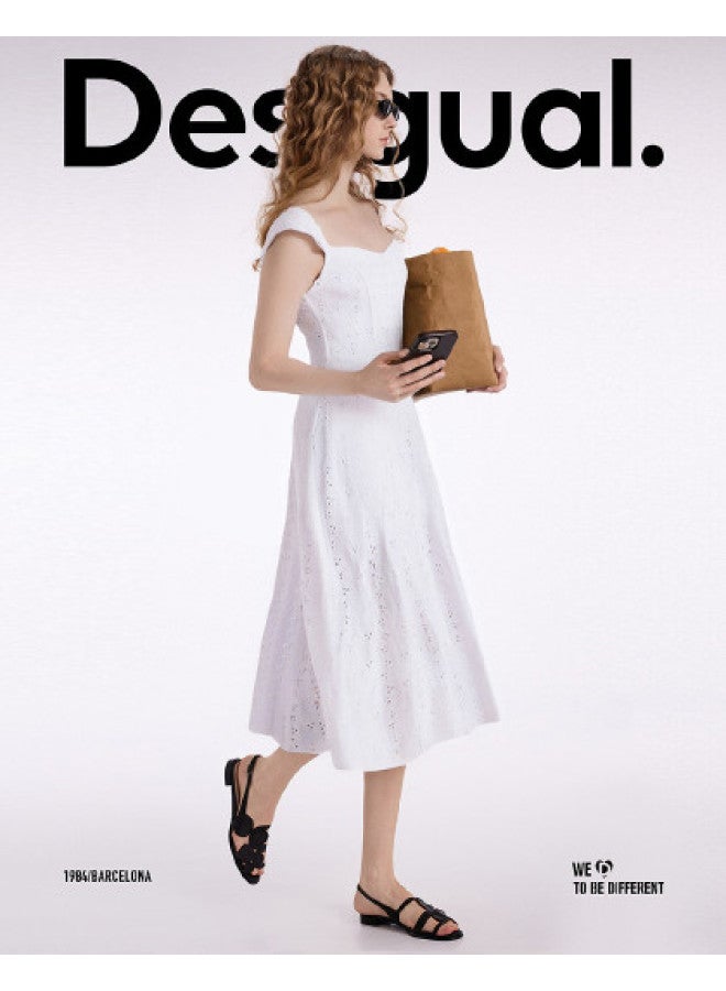 DESIGUAL فستان بطول 25 خريف-شتاء مجموعة جديدة مزين بتطريز وفتحات في الحافة - Image 1