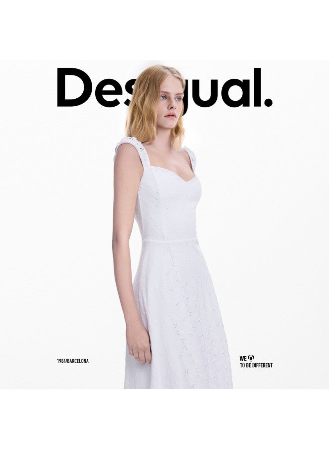 DESIGUAL فستان بطول 25 خريف-شتاء مجموعة جديدة مزين بتطريز وفتحات في الحافة - Image 4