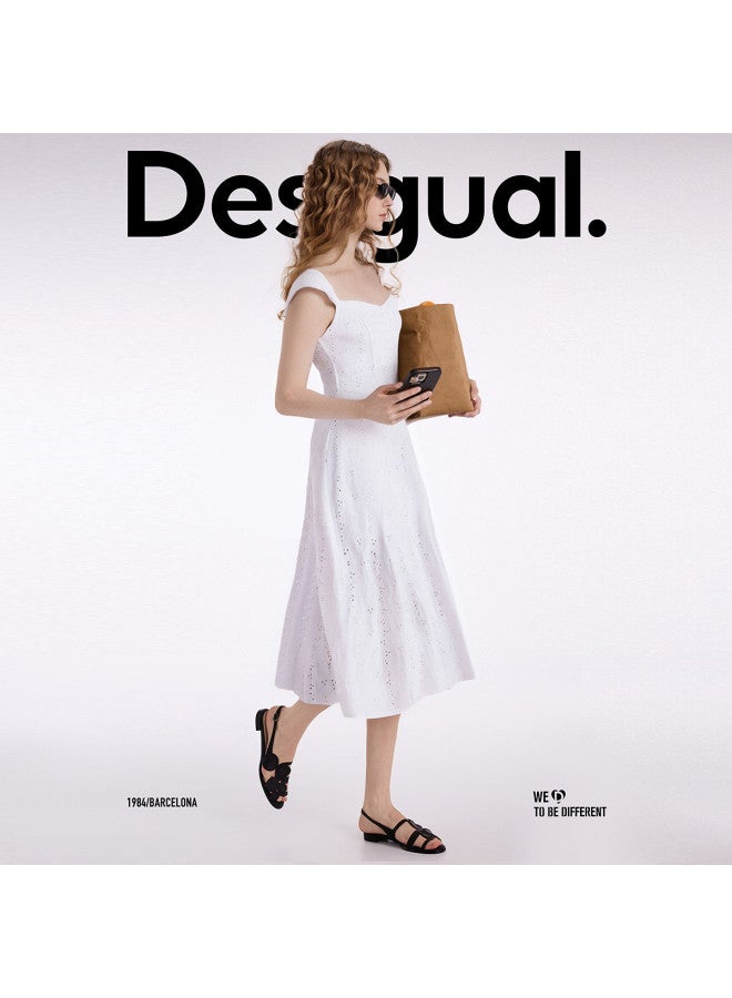 DESIGUAL فستان بطول 25 خريف-شتاء مجموعة جديدة مزين بتطريز وفتحات في الحافة - Image 2