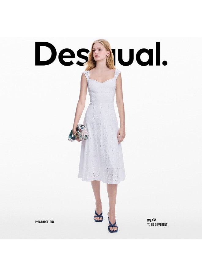 DESIGUAL فستان بطول 25 خريف-شتاء مجموعة جديدة مزين بتطريز وفتحات في الحافة - Image 3