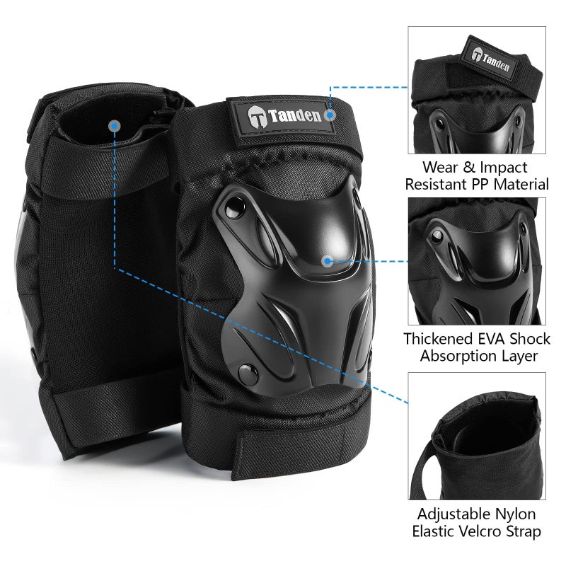 Tanden Skating Protective Gear Kids Toddler Knee Pads and Elbow Pads Set, Bike Protection for Kids Wrist Guards for Roller Skating Skateboarding Cycling Black - Image 3
