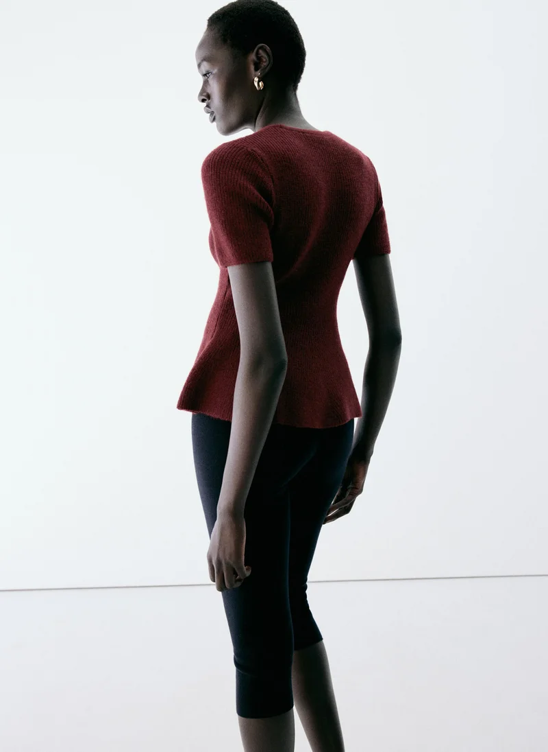 Mango Ribbed Peplum Sweater