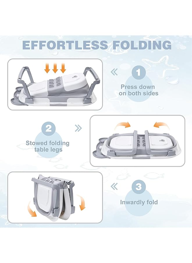 YelaJoy Collapsible Baby Bathtub For Newborn With Thermometer & 1 Soft Floating Cushion & 1 Bath Net Portable Travel Bathtub With Drain Hole Durable Foldable Baby Tubs For Infants To Toddler - Image 5