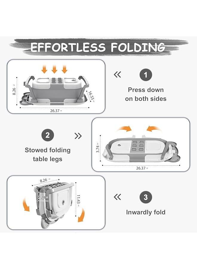 YelaJoy Collapsible Baby Bathtub For Newborn With Thermometer & 1 Soft Floating Cushion & 1 Bath Net Portable Travel Bathtub With Drain Hole Durable Foldable Baby Tubs For Infants To Toddler - Image 3