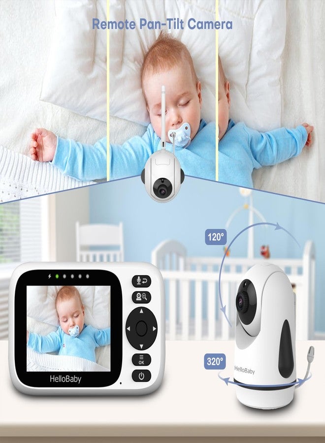 HelloBaby Baby Monitor 2 Cameras, No WiFi Video Baby Monitors with Camera and Audio - 3.2” Screen, Remote Pan-Tilt-Zoom Baby Camera Monitor, 2-Way Talk, Night Vision, 1000ft, ECO,Temperature, Portable - Image 5
