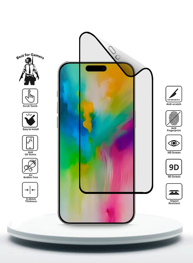 Wtech Apple iPhone 16 Pro Max 2024 Nano Ceramic Full Glue Full Cover Matte Flexible Screen Protector (MSCNMN) - Clear/Black - Image 2