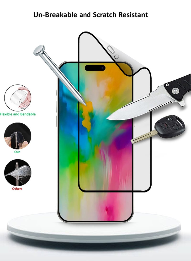 Wtech Apple iPhone 16 Pro Max 2024 Nano Ceramic Full Glue Full Cover Matte Flexible Screen Protector (MSCNMN) - Clear/Black - Image 3