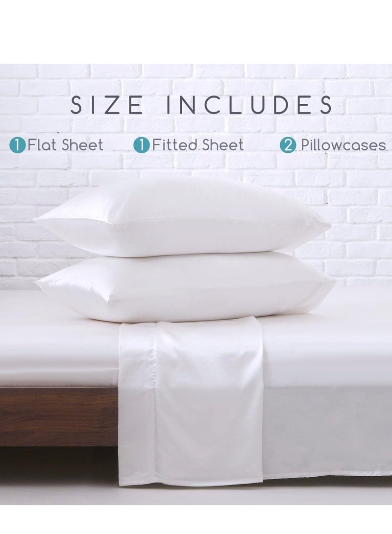 Silky Bedding Set 4-Piece King White - Image 2