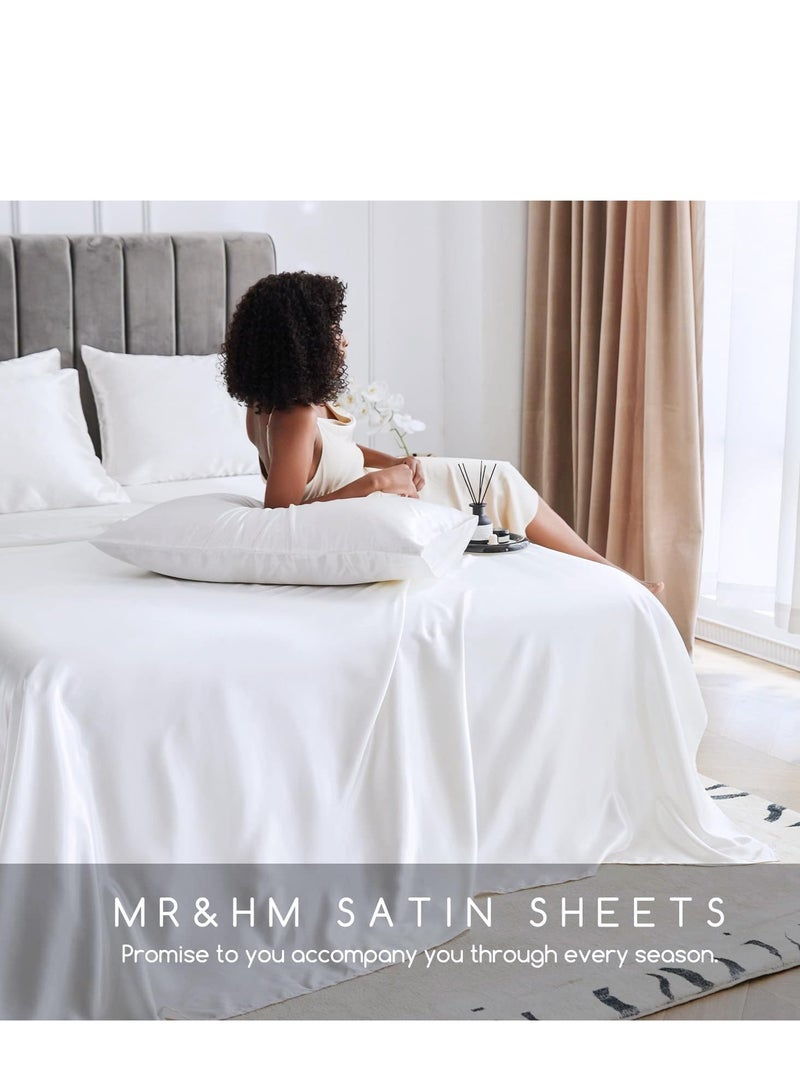 Silky Bedding Set 4-Piece King White - Image 5