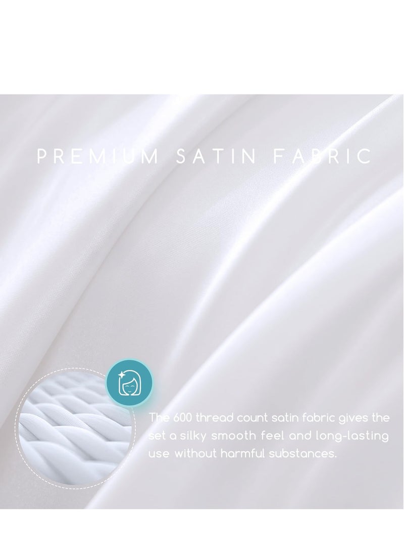 Silky Bedding Set 4-Piece King White - Image 3