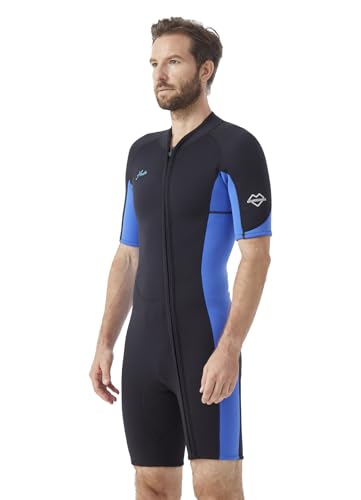 Hevto Shorty Wetsuits Men 2mm Neoprene Short Wet Suit Front Zip for Surfing Diving Kayaking Swimming PaddleboardM1SBlue L - Image 1