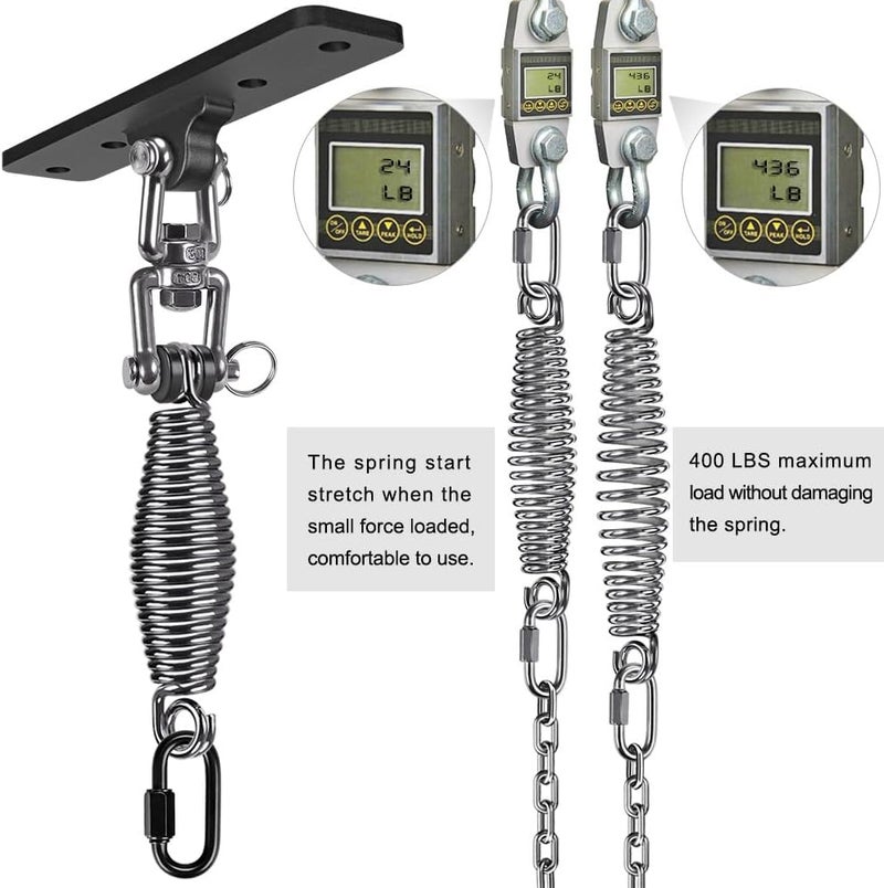 Dolibest Hanging Kits Hammock Chair Hardware, Heavy Duty Swing Hanger with Spring (6MM) for Indoor Outdoor Playground Hanging Chair Hammock Chair Punching Bags, 4 Screws, 4 Expansion Screws - Image 4