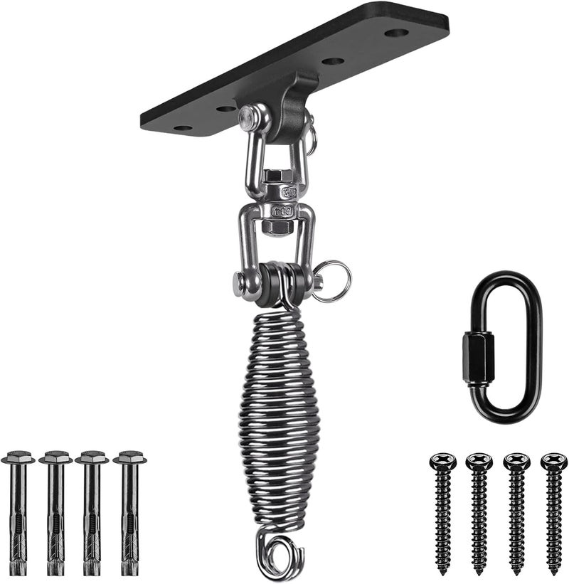 Dolibest Hanging Kits Hammock Chair Hardware, Heavy Duty Swing Hanger with Spring (6MM) for Indoor Outdoor Playground Hanging Chair Hammock Chair Punching Bags, 4 Screws, 4 Expansion Screws - Image 1