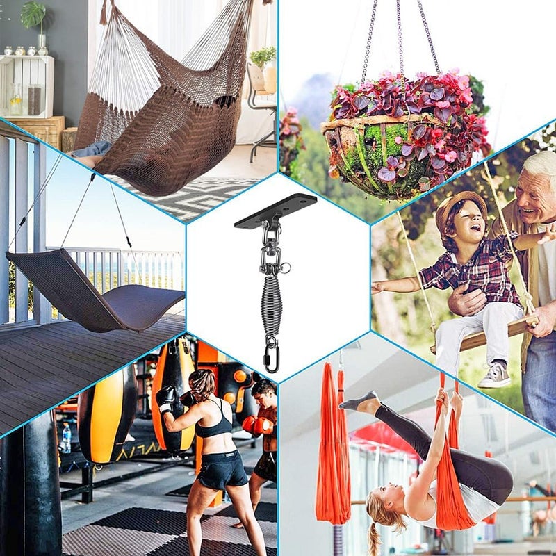 Dolibest Hanging Kits Hammock Chair Hardware, Heavy Duty Swing Hanger with Spring (6MM) for Indoor Outdoor Playground Hanging Chair Hammock Chair Punching Bags, 4 Screws, 4 Expansion Screws - Image 3
